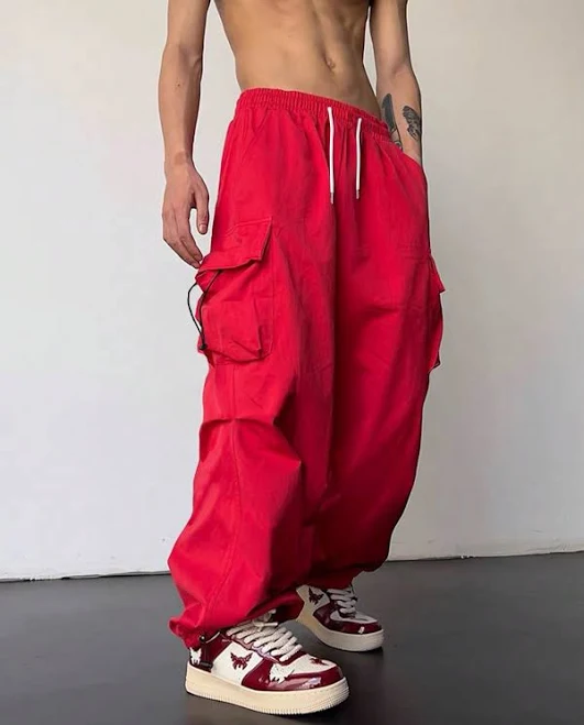 cargo pants Romwe Men's Loose Fit Mid Waist Cargo Pants Shein $14.92