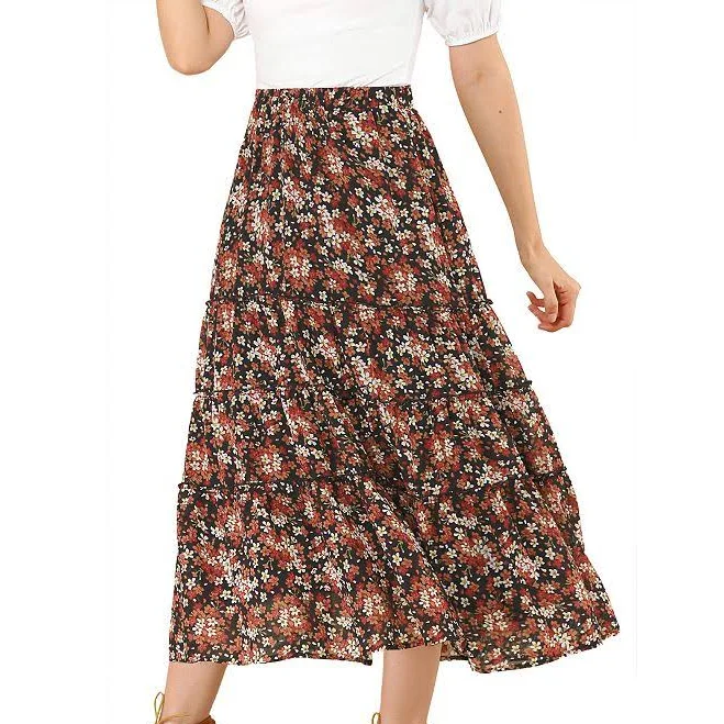 skirt Ruffle Boho Floral Chiffon Tiered Midi Skirt Kohl's $39.99
