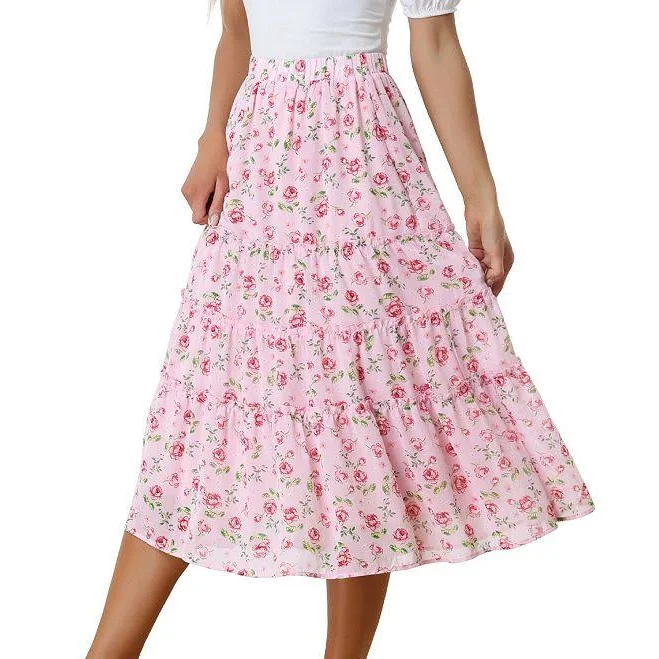 skirt Ruffle Boho Floral Chiffon Tiered Midi Skirt Kohl's $39.99
