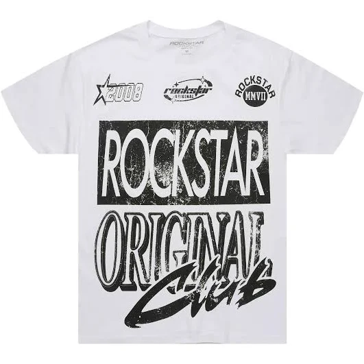 top Rylok White/Black Oversized Graphic T-Shirt L / White/Black Rockstar Original $9