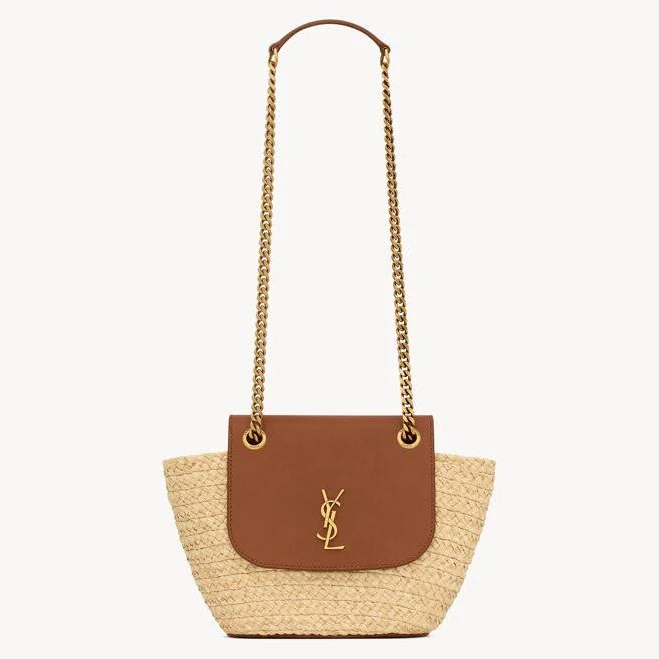 bag SAINT LAURENT Women's Manon Mini Leather-trimmed Raffia Shoulder Bag Saint Laurent $1850