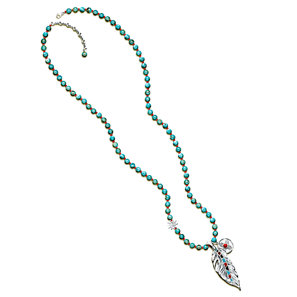 accessory Sedona Sky Turquoise Feather Charm Necklace Bradford Exchange $99.99