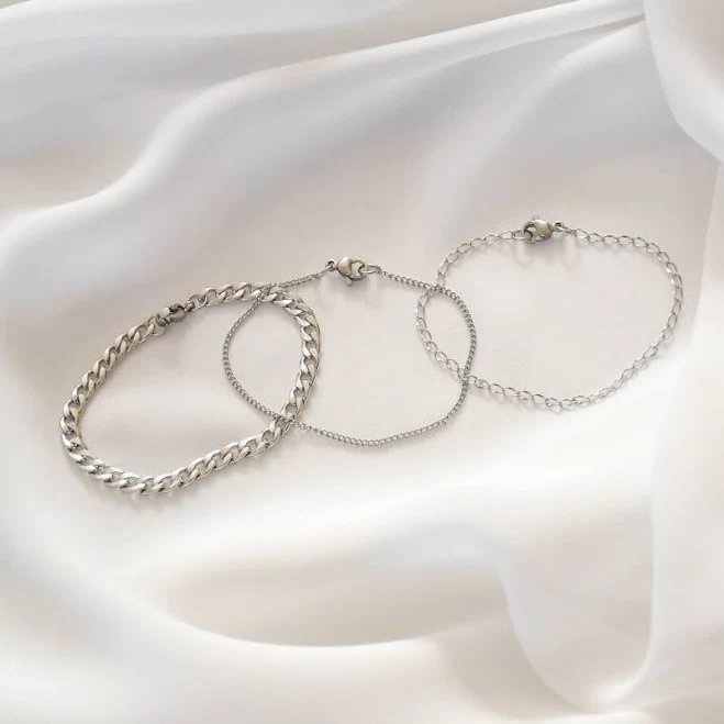accessory Silver Chain Bracelet Set Etsy - Vedern $24.5