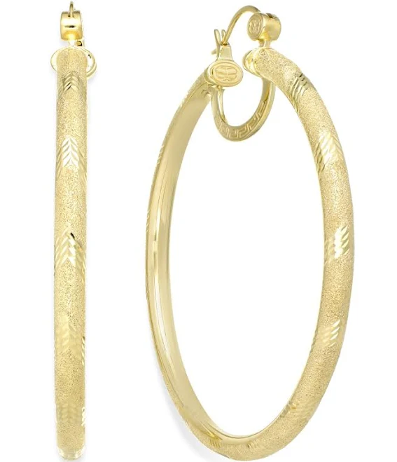 accessory Simone I. Smith 18K Gold over Sterling Silver Earrings, Laser and Diamond-Cut Extra Large Hoop Earrings (Also in Platinum Over Sterling Silver) - Gold Macy's $225