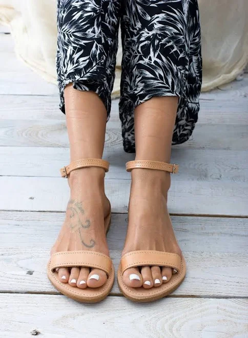 shoes Sleek Fit Leather Ankle Strap Sandals Etsy - GreekLeatherLab $57.22