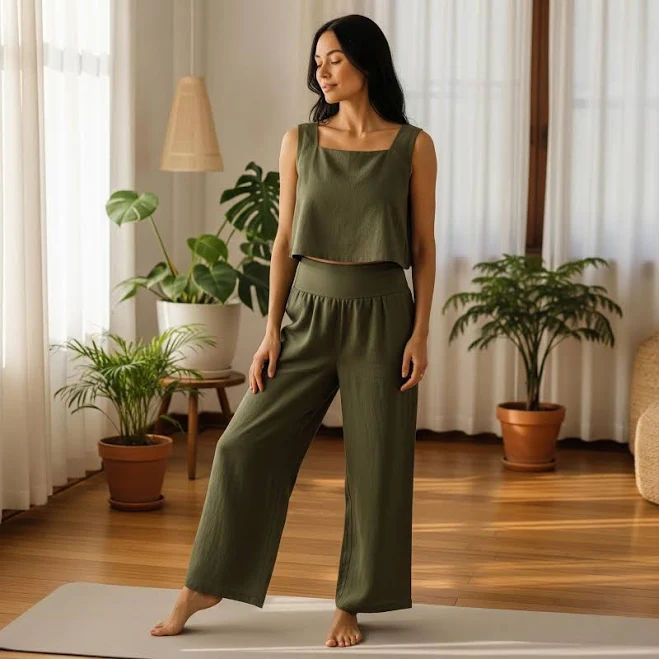 matching set Sleeveless Boho Linen Lounge Set Etsy - Seller $80.59