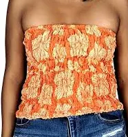 tube top Smocked Strapless Tube Top Orange and White Hibiscus Etsy - Seller $7.99
