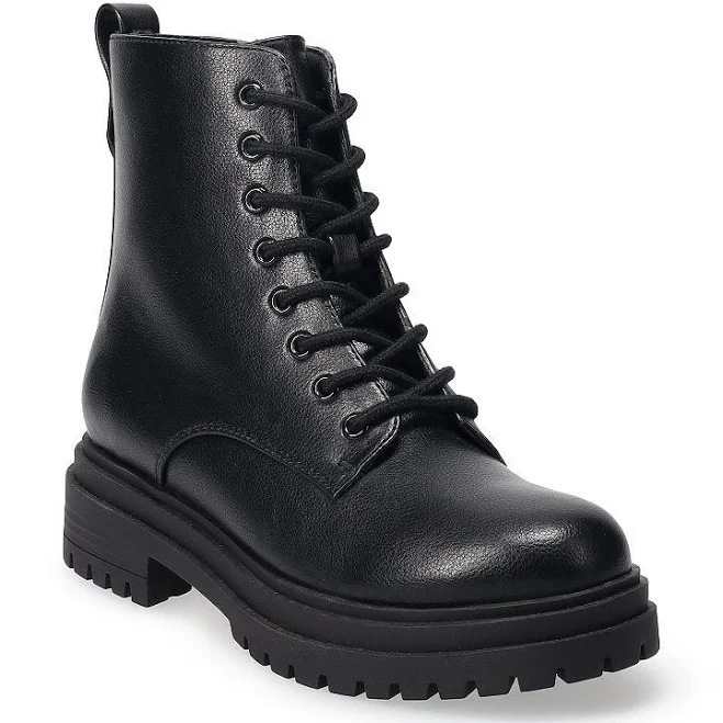 shoes SO Meela Women's Lace-Up Combat Boots, Size: 5.5, Black Kohl's $23.36