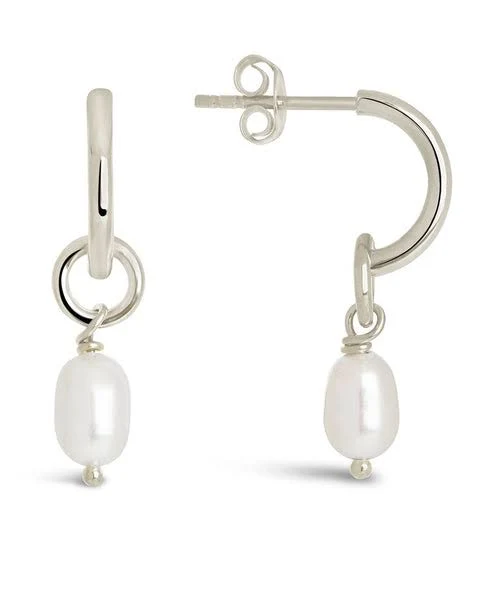 accessory Sterling Silver Freshwater Pearl Drop Huggie Hoop Earrings Sterling Forever $58