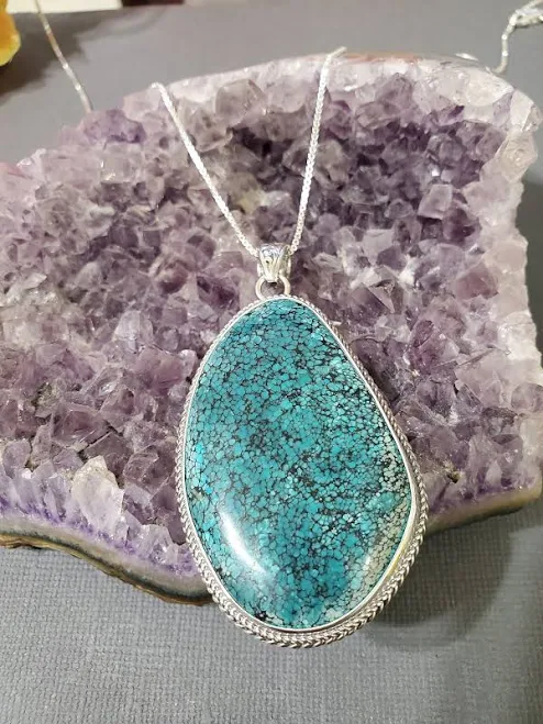 accessory Sterling Turquoise Pendant Necklace Etsy - TurquoiseStuds $170