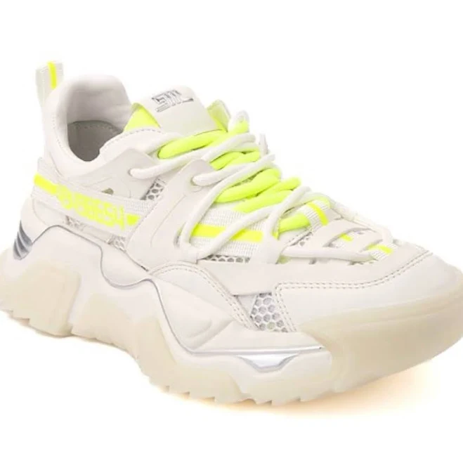 shoes Steve Madden Shoes | Steve Madden White And Neon Yellow Chunky Sneakers | Color: White/Yellow | Size: 9 | Tcborom's Closet Poshmark $50