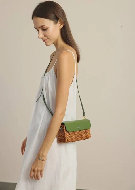 bag Straw & Leather Crossbody Bag Etsy - Seller $113.03
