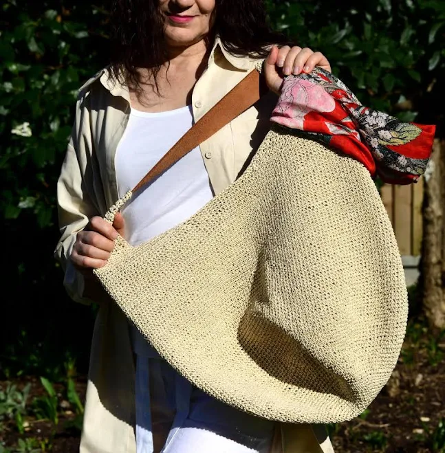 bag Stylish Straw Hobo Bag with Genuine Leather Strap Etsy - Seller $129.42