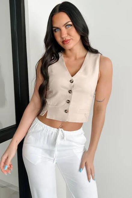 top Suit Up & Show Up Tailored Linen Vest NanaMacs $19.99