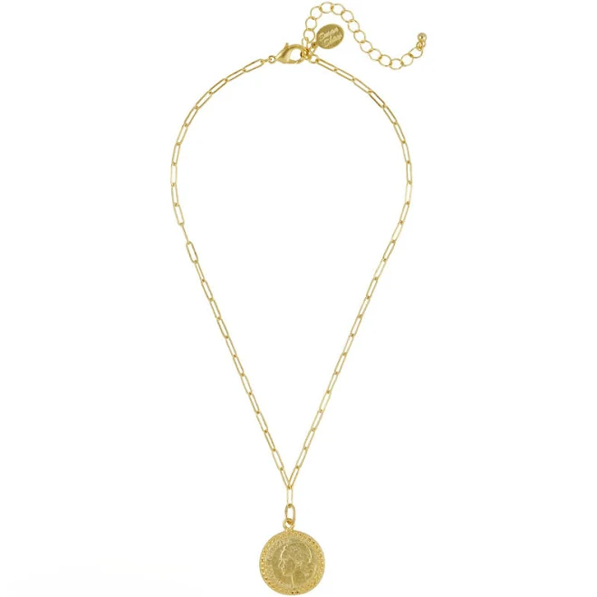 accessory Susan Shaw Dainty 24kt Gold Plated Coin Necklace Sugar & Spice $58