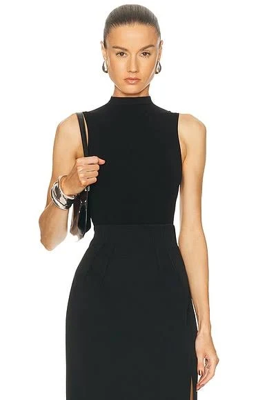 top SWEDISH STOCKINGS Idun Turtleneck Sleeveless Bodysuit in Black - size M/L FWRD $120