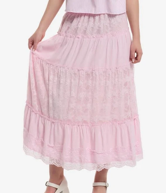skirt Sweet Society Lace Tiered Midi Skirt Hot Topic $31.92