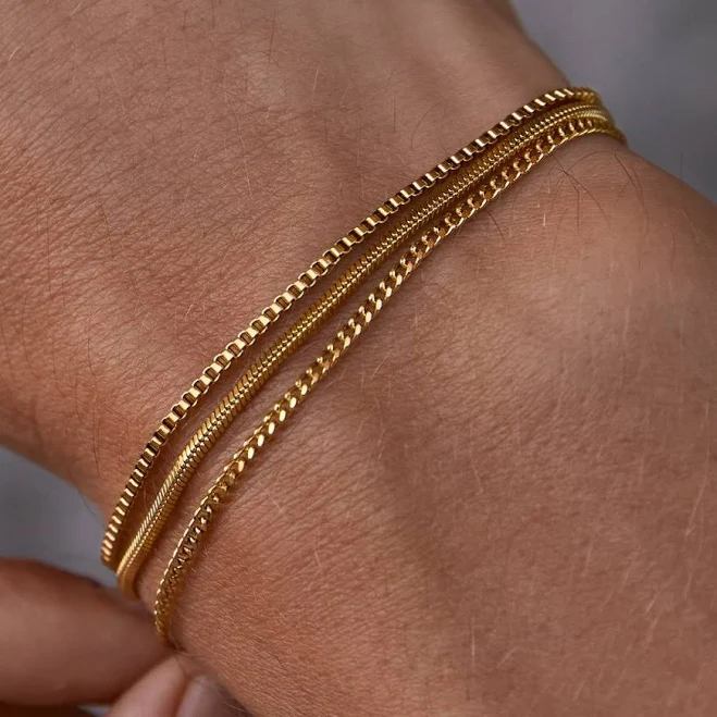 accessory Sylvian Grant Minimal Gold Bracelet Stack Sylvian Grant $59