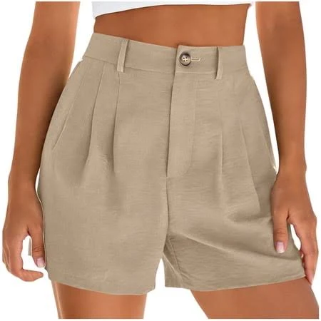 shorts Symoid Women's High-Waisted Pleated Linen Shorts Walmart - Symoid Clothing $17.5