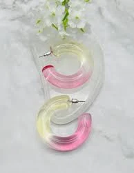 accessory Thick transparent pink 4cm acrylic earring hoops. Resin hoop. Statement earrings. Hoop earrings Etsy $13.73