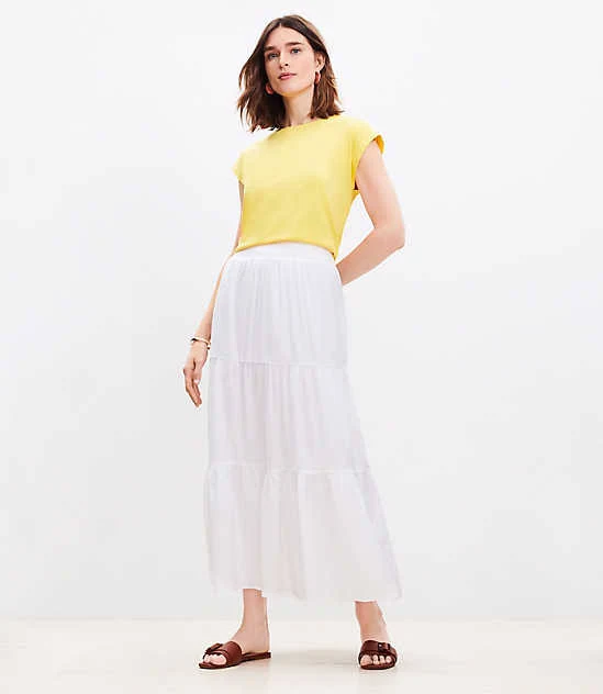 bottoms Tiered Maxi Skirt LOFT $27.25