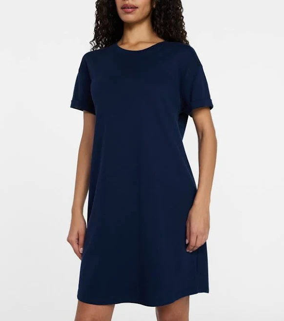 dress Time and Tru Women's Cotton T-Shirt Dress with Short Sleeves Walmart $12.98