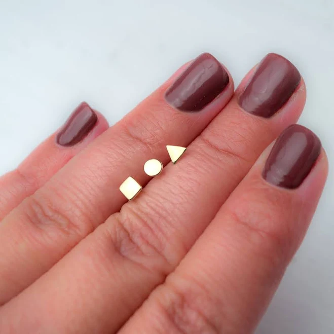 accessory Tiny Minimalist Solid Gold Triangle Dot Stud Earrings Etsy - thalassajewelry $86.72