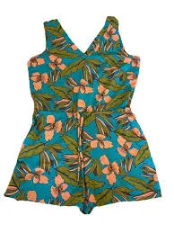 romper Toad & Co Women's Sun kissed Liv Romper Size Medium Teal Floral Print Sleeveless eBay $29