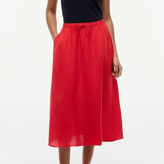 skirt Tommy Hilfiger Women's Linen Midi Skirt Tommy Hilfiger $77.4