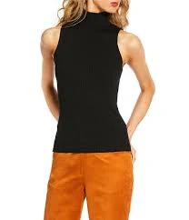 top Trina Turk Westhampton Ribbed Knit Turtleneck Sleeveless Top Dillard's $39.99