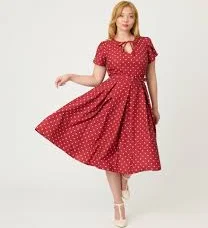 polka dots outfits Unique Vintage Polka Dot Dahlia Swing Dress Unique Vintage $82.99