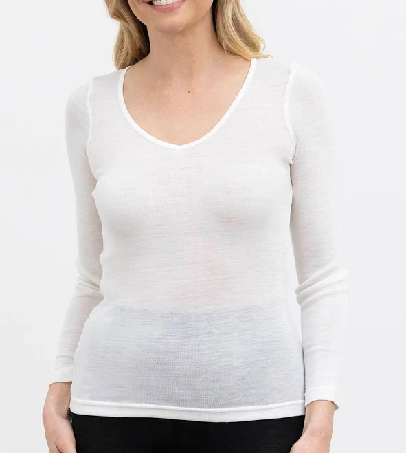 top V Spencer Merino Long Sleeve Thermals The Wool Company $52.65