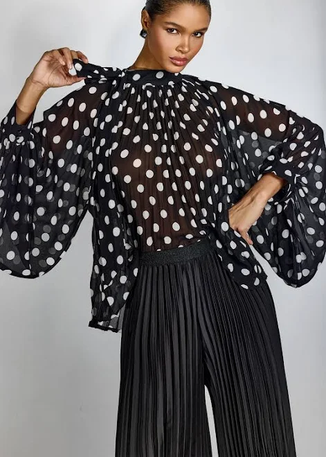 blouses Vania Polka Dot Sheer Chiffon Blouse sunfere $66