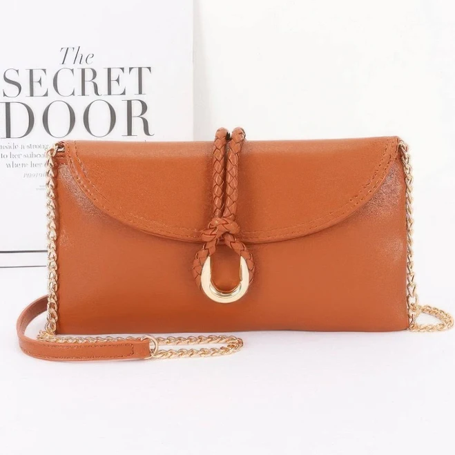 bag Vegan Leather Envelope Clutch Bag Camel DiscountDressShop $42