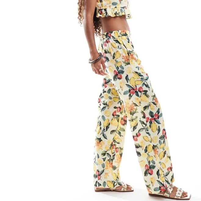 two piece set Vero Moda High Waist Wide Leg Fruit Print Pants ASOS $31.5