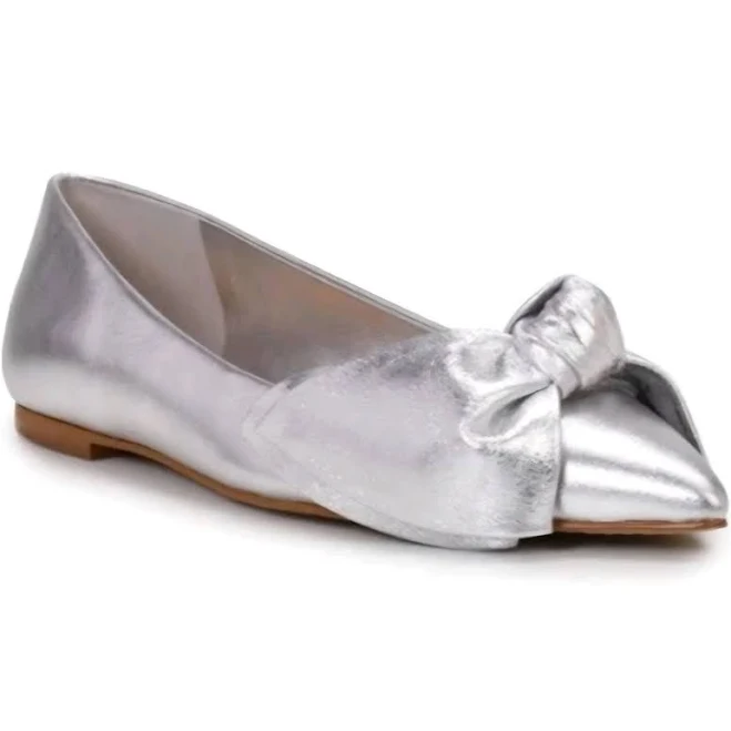 shoes Vince Camuto Bowmel - Silver - Ballet Pointed Toe Flat eBay - chsboutique1 $39.99