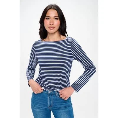 top West K Women's Aya Long Sleeve Boat Neck Stripe Top Target $26.4