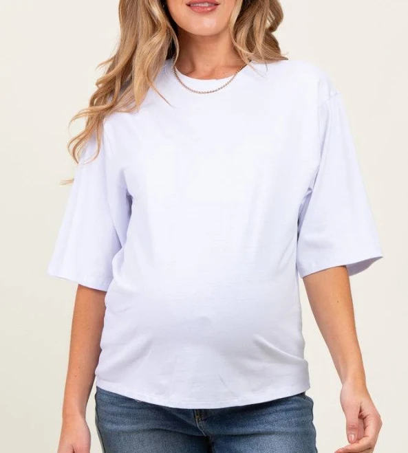 top White Crew Neck Oversized Maternity Tee PinkBlush Maternity $29