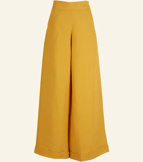 pants Wide Leg High-Waisted Linen Palazzo Trousers Palava $157.35