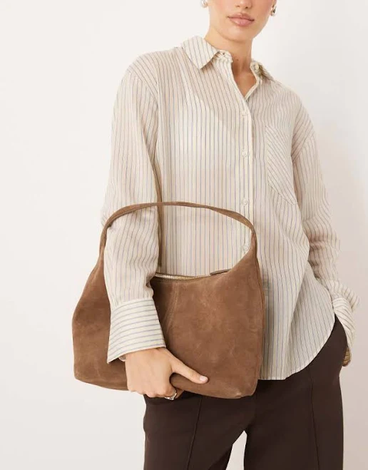 bag Woman Mango Stitched Suede shoulder bag ASOS $167