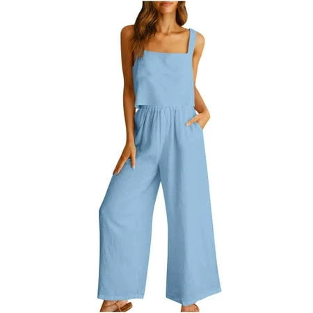 matching set Women's 2 Piece Linen Lounge Set Walmart - FchengtaiS Co.Ltd $13.59