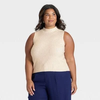 top Women's A New Day Mock Neck Ribbed Sweater Tank Target $25