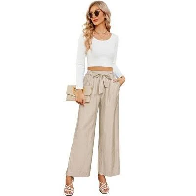 pants Women's Belted High-Waisted Flowy Wide Leg Palazzo Pants Target $35.99