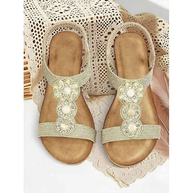 shoes Women's Boho Floral Beaded Flat Sandals Ador.com $38
