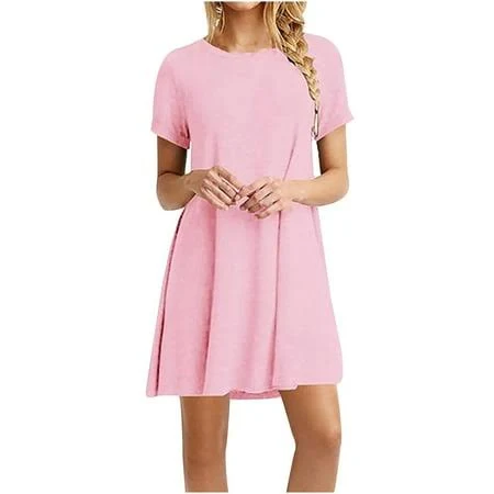 dress Women's Casual Loose Short Sleeve T-Shirt Dress Walmart - BLTIBY(Delivery in 10-12 days) $5.79