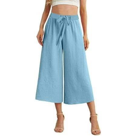 culottes Women's Cropped Wide Leg Linen Culottes with Pockets Walmart - Ahdbta $10.71