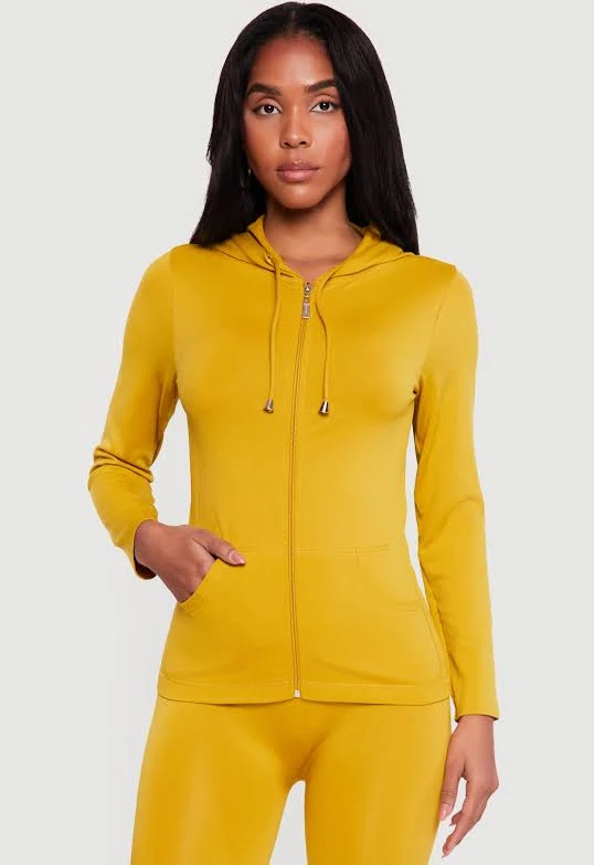 outerwear Women's Drawstring Hooded Zip Front Track Jacket Rainbow Shops $15.99