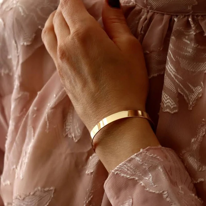 accessory Women's Flat Gold Wide Cuff Bracelet Nadin Art Design - Personalized Jewelry $69