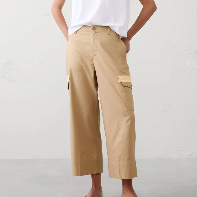 culottes Women's High-Rise Wide-Leg Cropped Twill Pants Banana Republic Factory $55