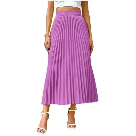 skirt Women's High Waist Pleated Chiffon Midi Skirt Walmart - CGMDTZ $11.99